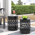 thumbnail image 1 of Oufan Outdoor Side Table Set of 2, Decorative Garden Stool for Patio Heavy Duty Metal Frame Accent Table Modern End Table, Black, 1 of 7