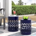 thumbnail image 1 of Oufan Outdoor Side Table Set of 2, Decorative Garden Stool for Patio Heavy Duty Metal Frame Accent Table Modern End Table, Navy Blue, 1 of 7