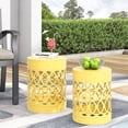 thumbnail image 1 of Oufan Outdoor Side Table Set of 2, Decorative Garden Stool for Patio Heavy Duty Metal Frame Accent Table Modern End Table, Yellow, 1 of 7
