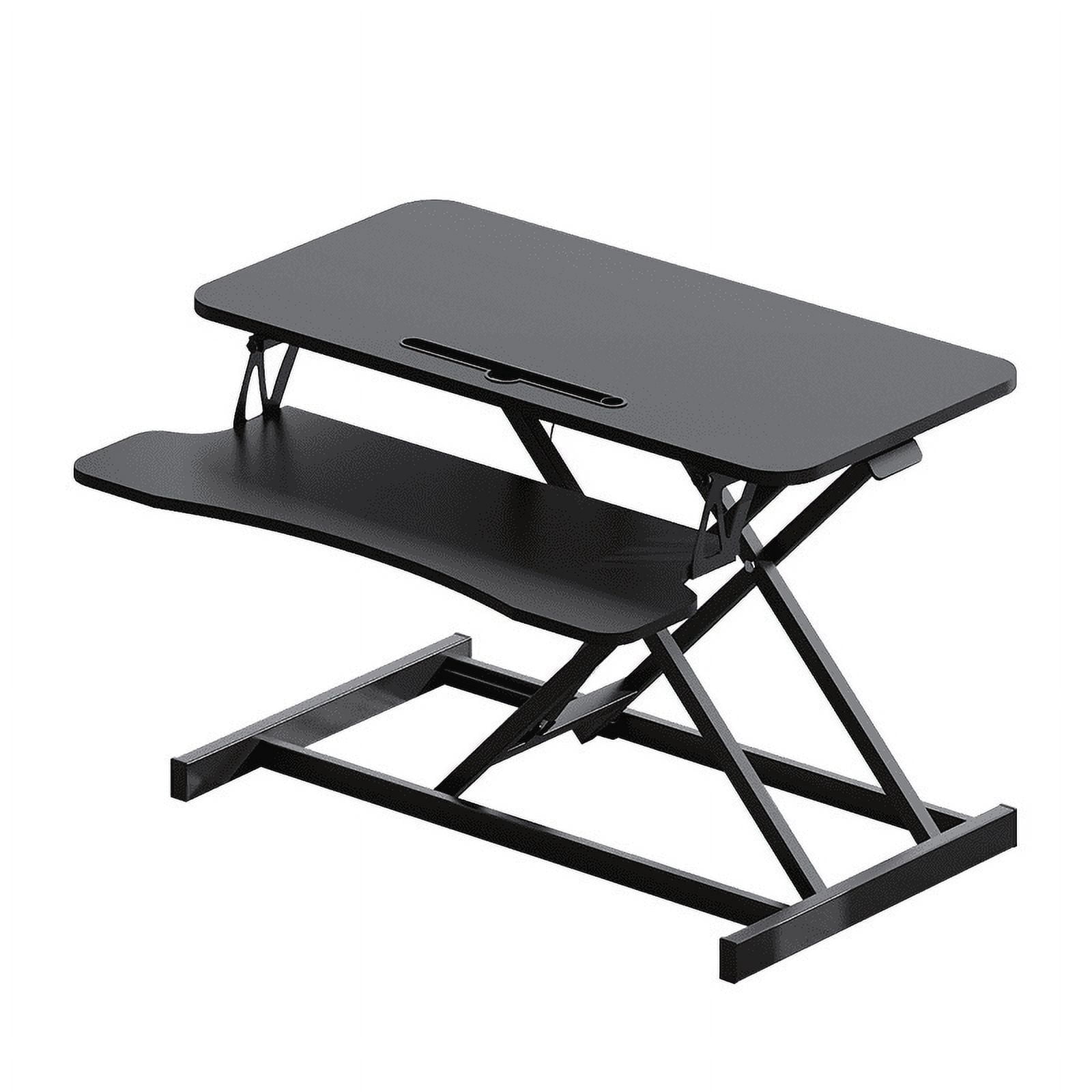 Oufan Standing Desk Converter, 32" Adjustable Sit to Stand Up Workstatio, Dual Monitor Desktop Riser with Wood Keyboard Tray for Home Office