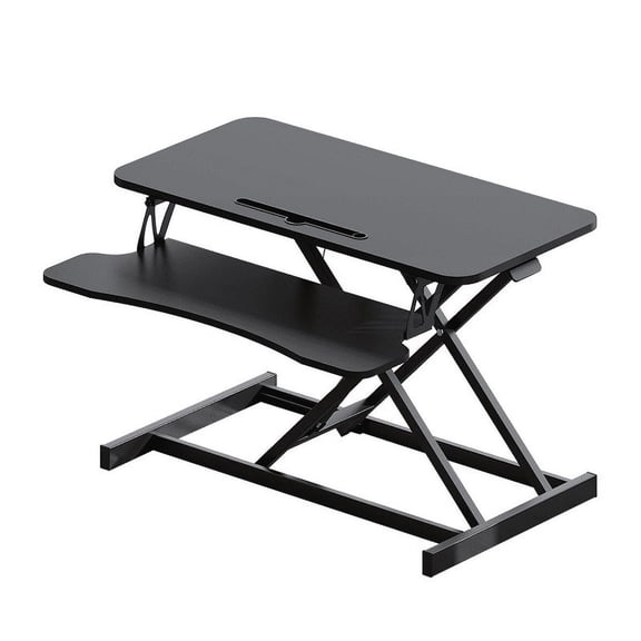 Oufan Standing Desk Converter, 32" Adjustable Sit to Stand Up Workstatio, Dual Monitor Desktop Riser with Wood Keyboard Tray for Home Office