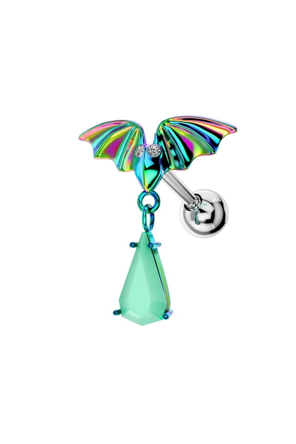 Dangle Cartilage Stud Earrings 316L Surgical Steel Bat Shaped Tragus Helix Piercing Jewelry Halloween Ear Body Piercing Jewelry