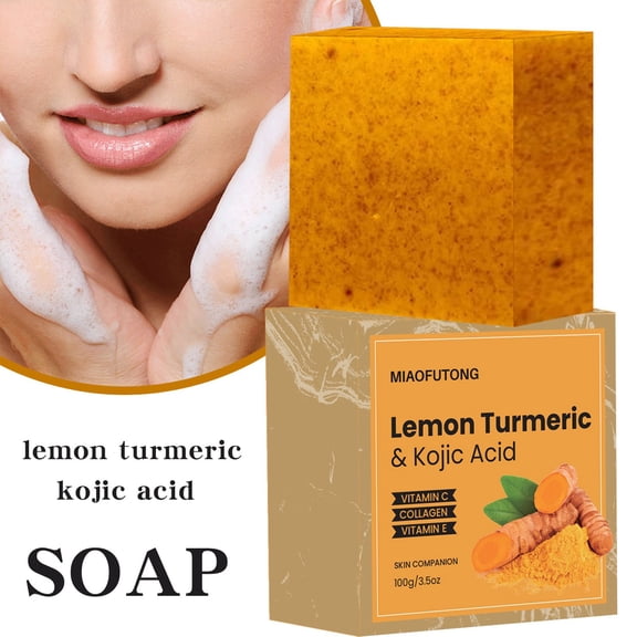 OugPiStiyk Turmeric Brightening Soap, Handcrafted Lemon Salicylic Aci D Soap - Natural Exfoliant Brightening Skin Treat Ment