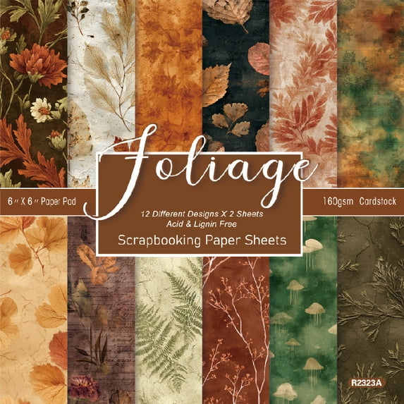 Ouginx 24 Sheets Autumn Leaves Scrapbook Paper, 6'' x 6'' Decoupage ...
