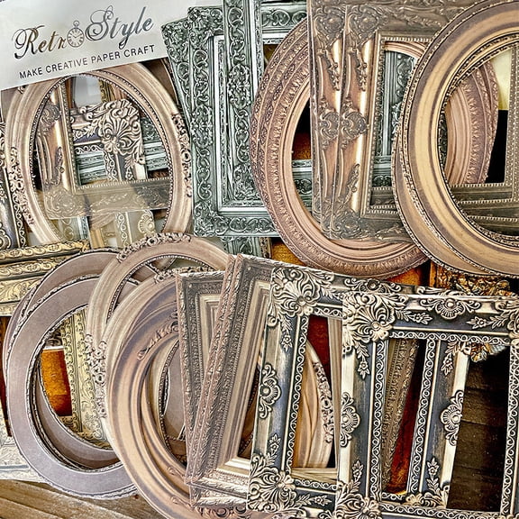 Ouginx 30Pcs Vintage Hollow Frame Scrapbook Paper, 110 x 150 mm Decoupage Origami Craft Collage Junk Journal Cardstock for Card Making Supplies