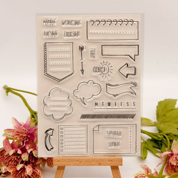 Ouginx 4.3 by 5.9 Inch Schedule Label Planner Clear Stamps for Card Making Scrapbooking Arts Crafts Decoration