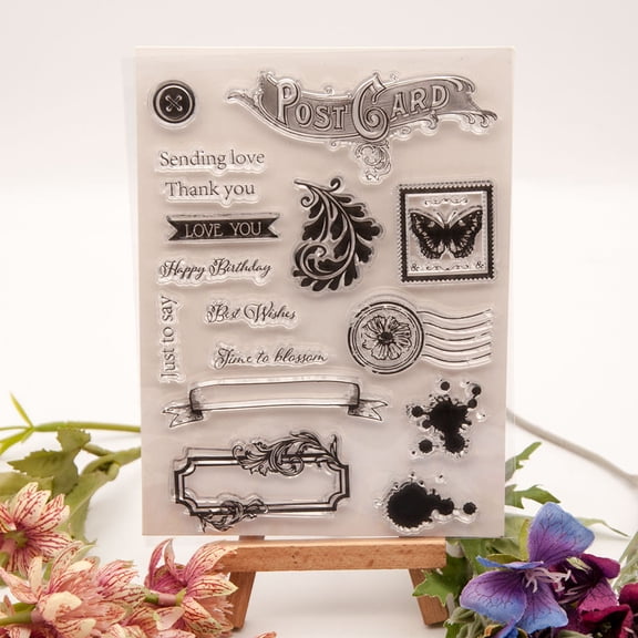 Ouginx 4.5 by 6.1 Inch Postmark Clear Stamps for Card Making Scrapbooking Arts Crafts Decoration