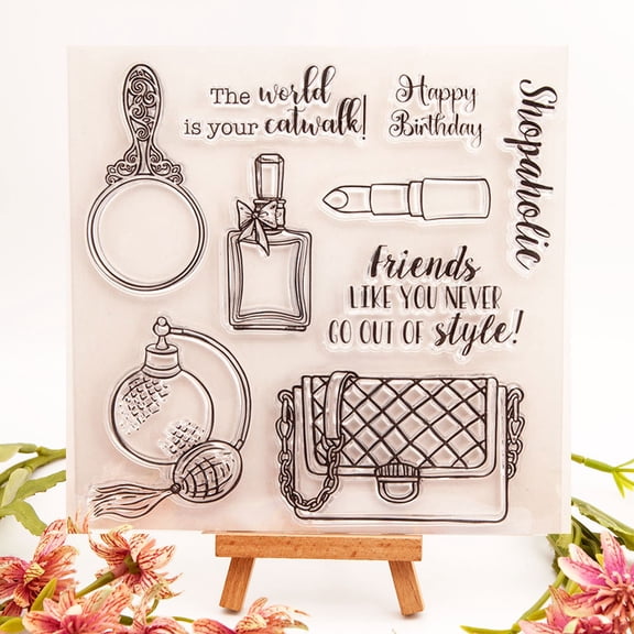 Ouginx 5.9 by 5.9 Inch Makeup Beauty Clear Stamps for Card Making Scrapbooking Arts Crafts Decoration
