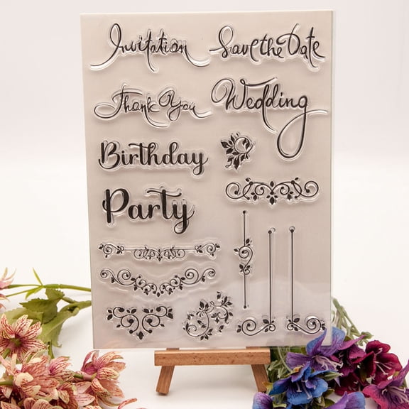 Ouginx 5.9 by 8.3 Inch Birthday Wedding Party Occasion Clear Stamps for Card Making Scrapbooking Arts Crafts Decoration