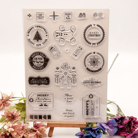 Ouginx 5.9 by 8.3 Inch Christmas Element Icons Clear Stamps for Card Making Scrapbooking Arts Crafts Decoration