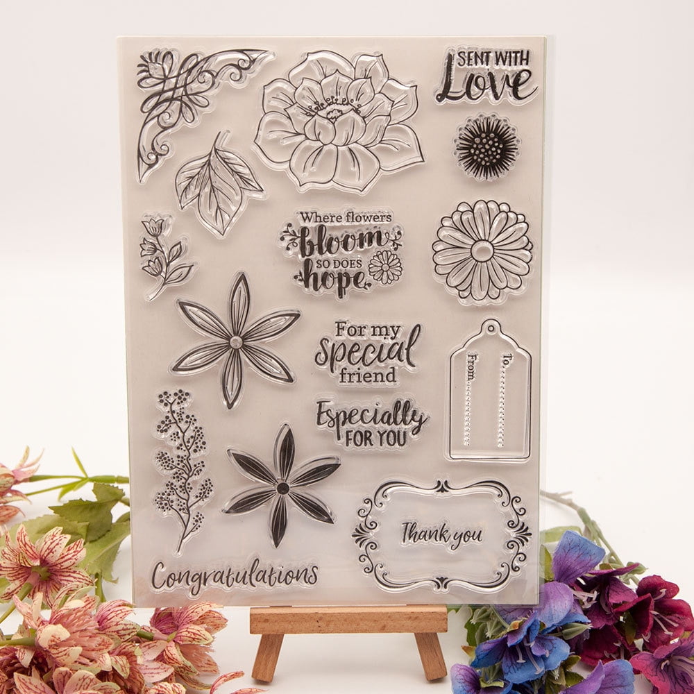Ouginx 5.9 by 8.3 Inch Flower Clear Stamps for Card Making Scrapbooking ...