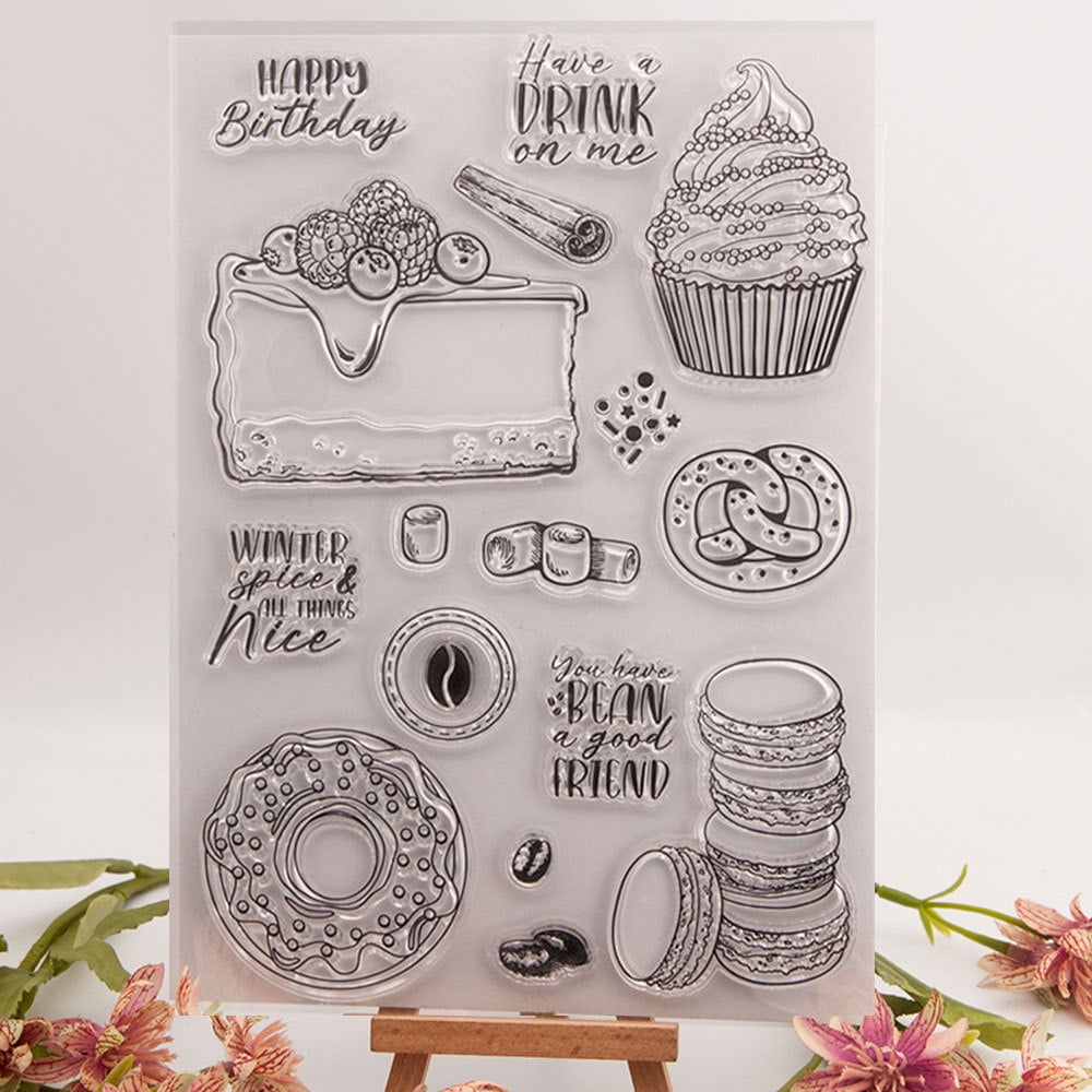 Ouginx 5.9 by 8.4 Inch Food Baking Cookie Cake Clear Stamps for Card ...