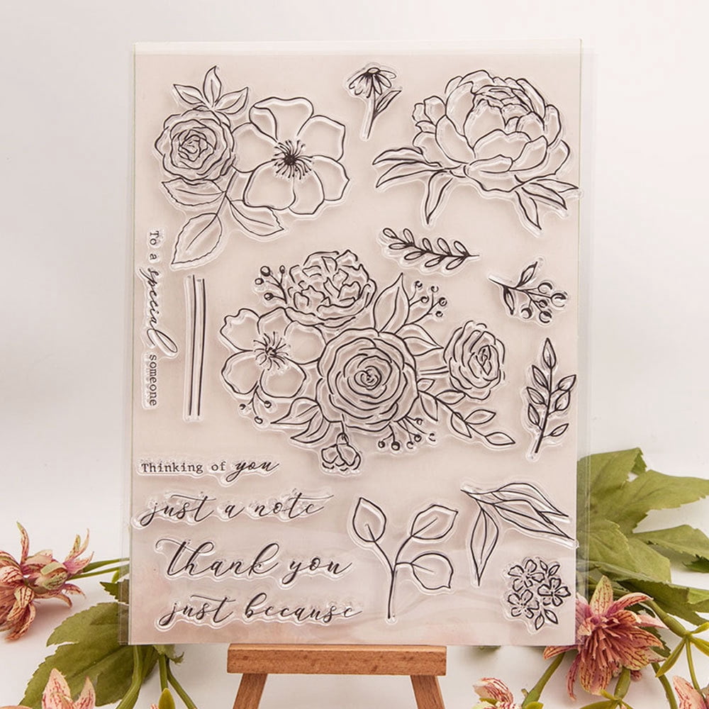 Ouginx 6.1 by 8.1 Inch Flowers Clear Stamps for Card Making ...