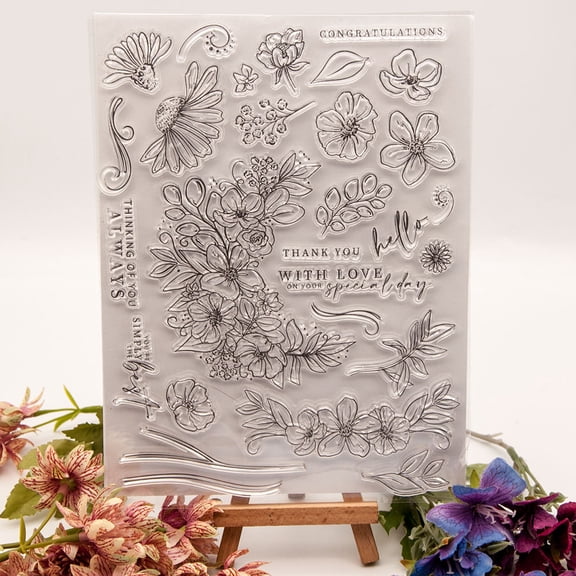 Ouginx 6.1 by 8.4 Inch Moon Flower Wreath Clear Stamps for Card Making Scrapbooking Arts Crafts Decoration