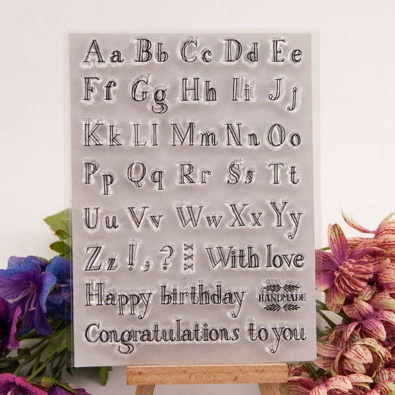 Ouginx Clear Stamps, 26 Alphabets Rubber Stamp for Scrapbooking and Card Making Supplies