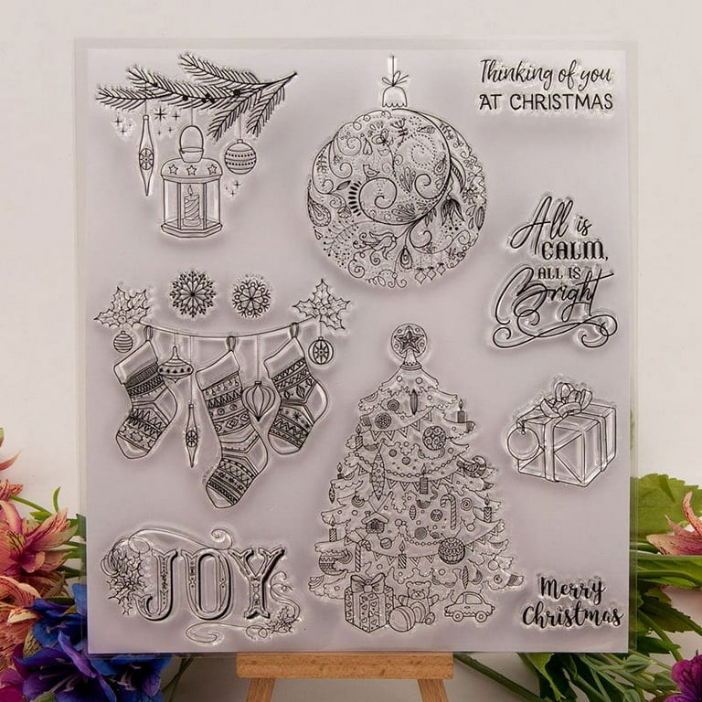 Ouginx Clear Stamps, Christmas Rubber Stamp for Scrapbooking and