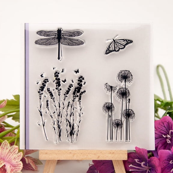 Ouginx Clear Stamps, Dragonfly Butterfly Rubber Stamp for Scrapbooking and Card Making Supplies
