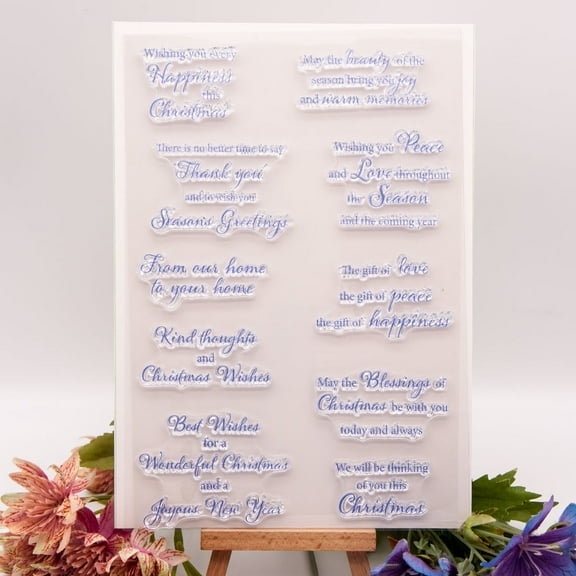 Ouginx Clear Stamps, Greetings Letter Rubber Stamp for Scrapbooking and Card Making Supplies