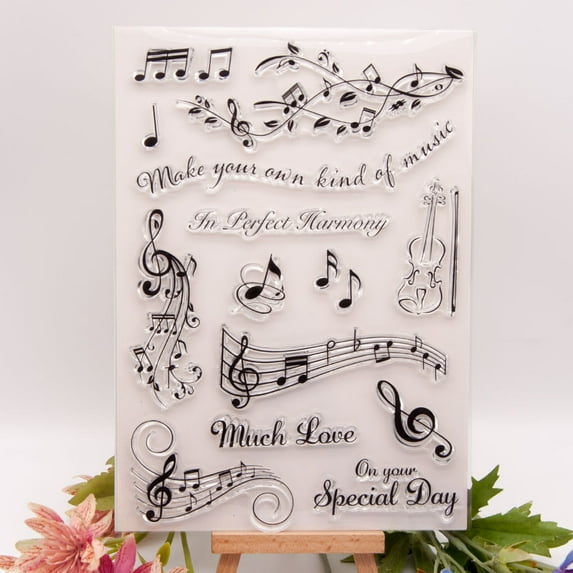 Ouginx Clear Stamps, Musical Note Rubber Stamp for Scrapbooking and Card Making Supplies