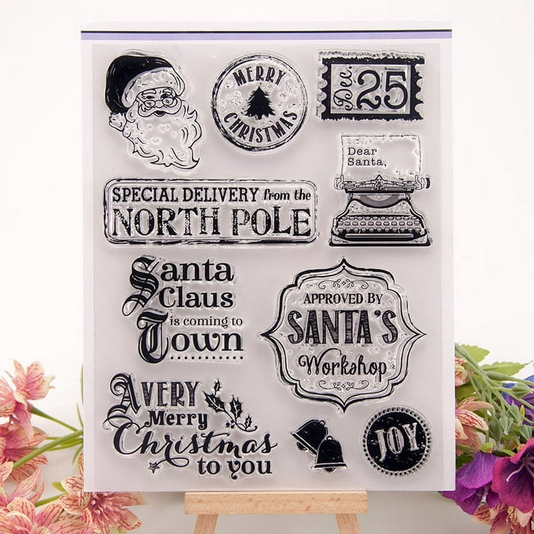 Ouginx Clear Stamps, Christmas Rubber Stamp for Scrapbooking and