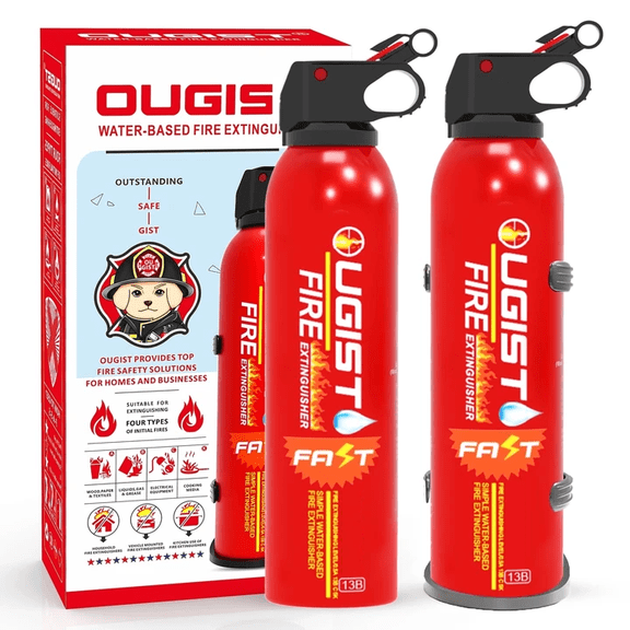 Ougist Mini Handheld Fire Extinguisher, 620ML Water-Based Spray, 4-in-1 Portable for Kitchen and Home, 2 Pcs