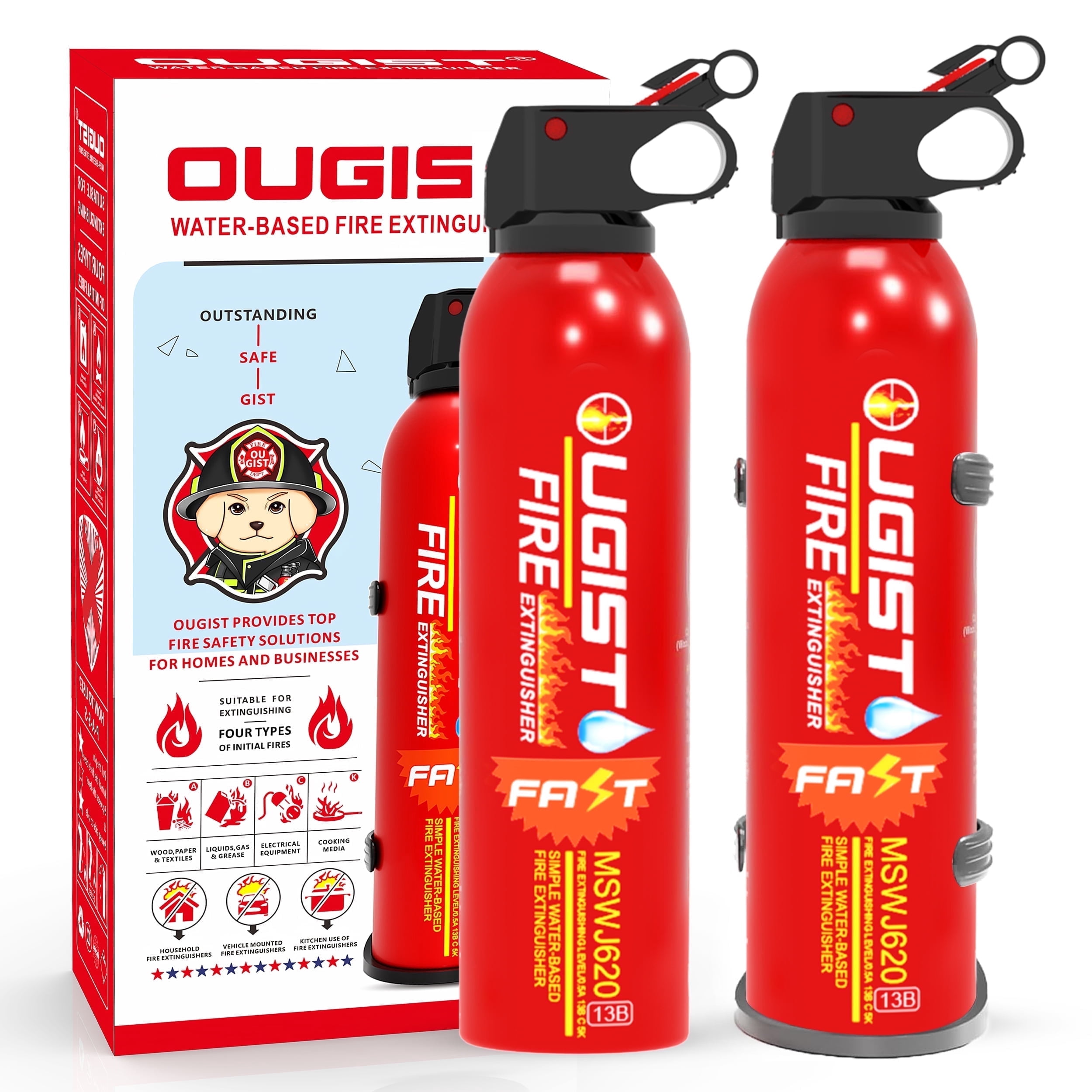 Ougist Mini Handheld Fire Extinguisher, 620ML Water-Based Spray, 4-in-1 ...