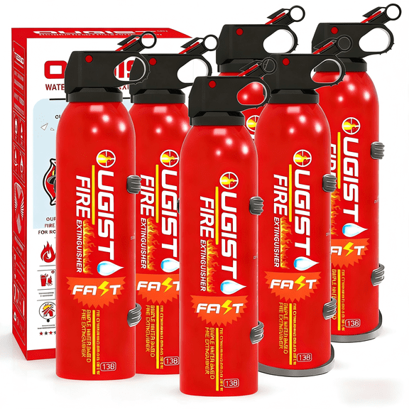 Ougist Mini Handheld Fire Extinguisher, 620ML Water-Based Spray, 4-in-1 Portable for Kitchen and Home, 6 Pcs
