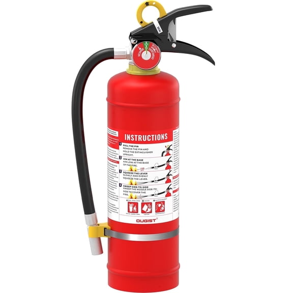 OUGIST Quick-Release Fire Extinguishers for Home & Kitchen | 5 lb ABCK Dry Powder, 2A10BC, Wall Mount Bracket