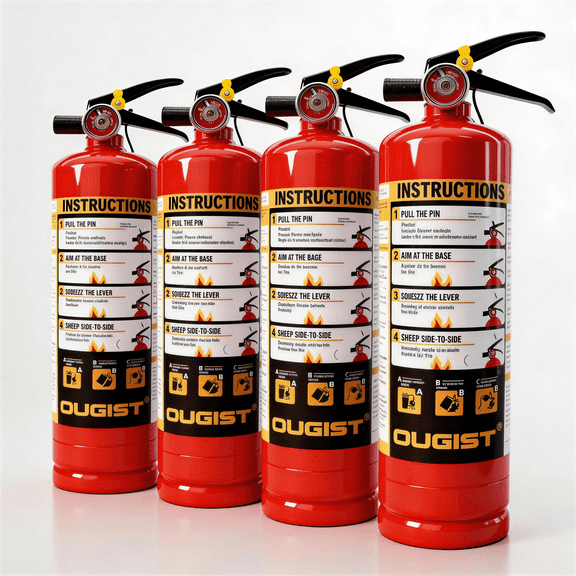 Ougist ABC Fire Extinguisher for Home & Vehicle, 2.5lb 1-A:10-B:C Rated, Certified for Kitchen/Car/Boat, Base Model, 4 Pack