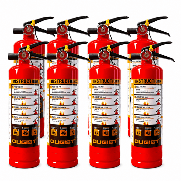Ougist ABC Fire Extinguisher for Home & Vehicle, 2.5lb 1-A:10-B:C Rated, Certified for Kitchen/Car/Boat, Base Model 8 Pack