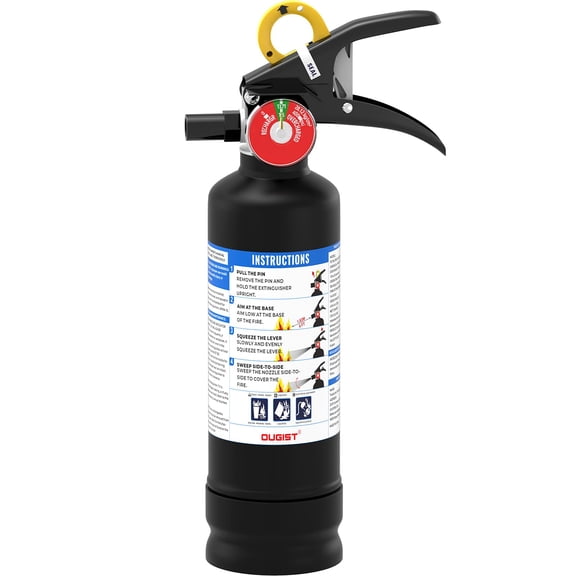 Ougist ABC Dry Powder Fire Extinguisher 2.5lb 1A:10B:C Rated with QuickRelease Handle for Home Kitchen Vehicle Safety ModelFF1KG