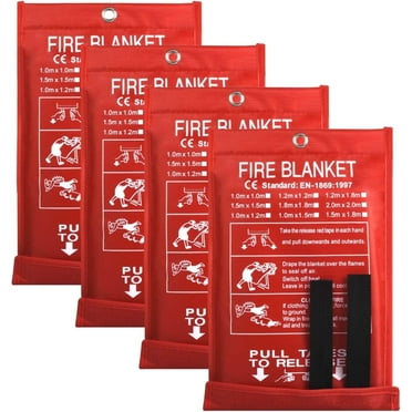 Ougist Fireproof Fiberglass Blanket 40"x40" 4 Pack - Emergency Flame Retardant for Kitchen, Car, Camping