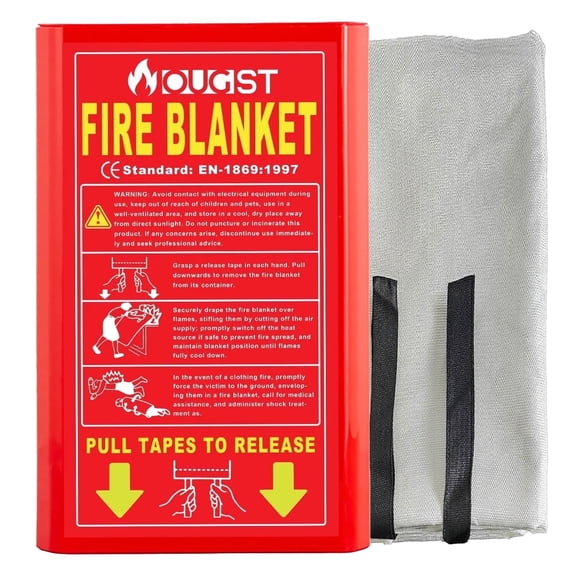 Ougist Fire Blanket, Silicone Coated Fiberglass, 40" x 40", 1-Pack, Safety Blanket for Home and Kitchen