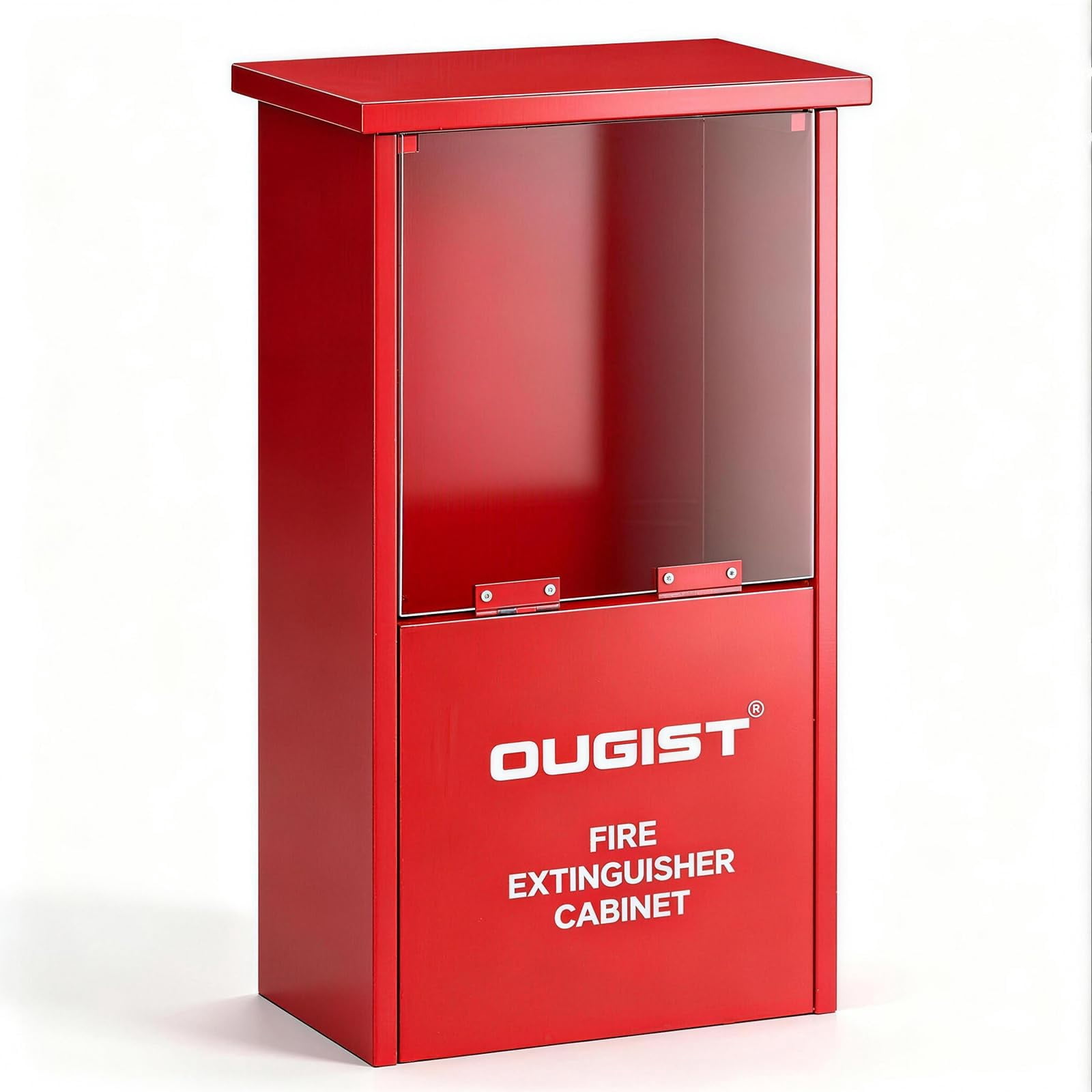 Ougist Fire Extinguisher Cabinet, 2.5lb Capacity, Rust-Proof Stainless Steel Wall Box, Shatter-Proof Acrylic Window, Red, for Garage Basement Home Safety