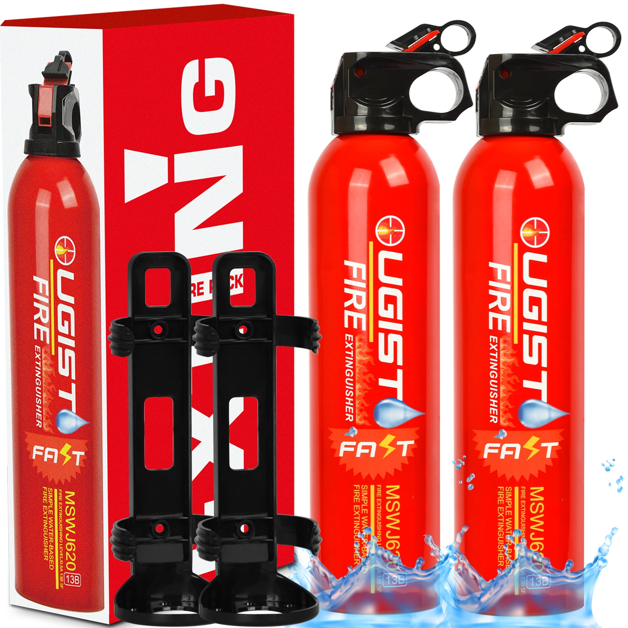 Ougist Special Water-Based Fire Extinguisher with Brackets, 2 Pieces