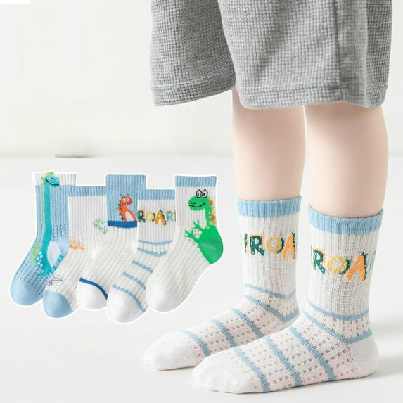 Ougyinr 1-12 Years Toddler Baby Socks Short Socks Thin Socks Kids Socks Cotton Socks Breathable Socks Cartoon Socks for Boys Girls 5 Pack