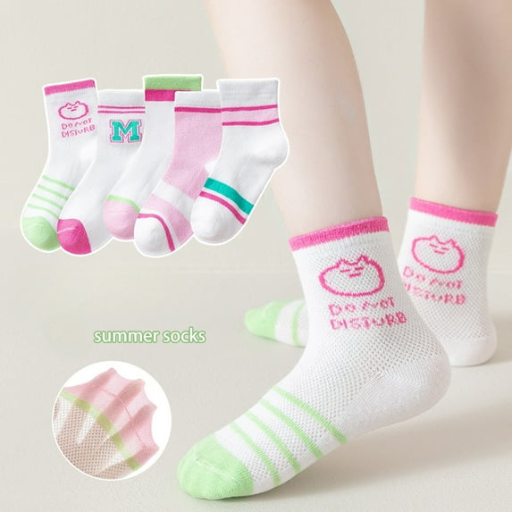Ougyinr 1-12 Years Toddler Baby Socks Short Socks Thin Socks Kids Socks Cotton Socks Breathable Socks Cartoon Socks for Boys Girls 5 Pack