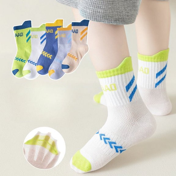 Ougyinr 1-12 Years Toddler Baby Socks Short Socks Thin Socks Kids Socks Cotton Socks Breathable Socks Cartoon Socks for Boys Girls 5 Pack