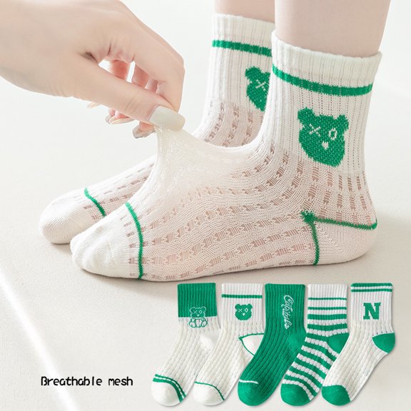 Ougyinr 1-12 Years Toddler Baby Socks Short Socks Thin Socks Kids Socks Cotton Socks Breathable Socks Cartoon Socks for Boys Girls 5 Pack