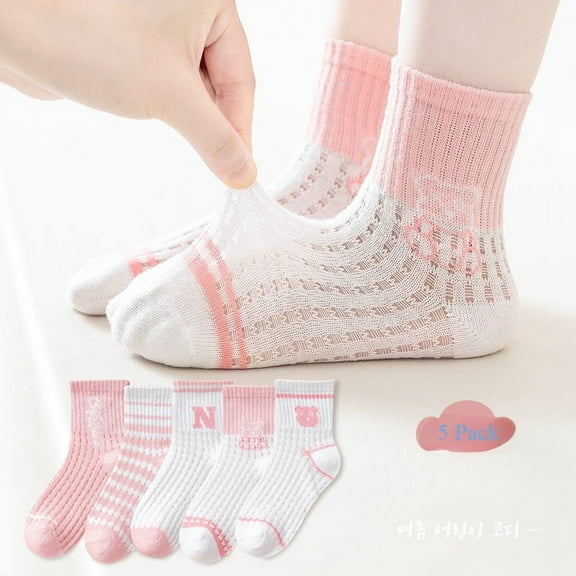 Ougyinr 1-12 Years Toddler Baby Socks Short Socks Thin Socks Kids Socks Cotton Socks Breathable Socks Cartoon Socks for Boys Girls 5 Pack