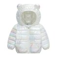thumbnail image 1 of Ougyinr 1-6T Kids Baby Boys Girls Hooded Winter Coats Jacket Colorful Hoods Light Puffer Down Outerwear Jacket with Ears Outwear, 1 of 9
