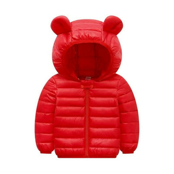 Ougyinr 6M-5Y Baby Boys Girls Winter Coats Toddler Bear Hoods Down Jacket Infant Kids Light Puffer Padded Outwear