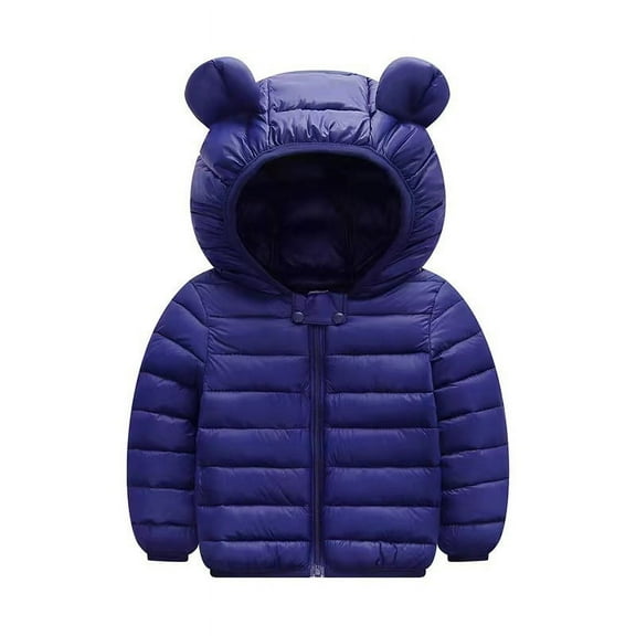 Ougyinr 6M-5Y Baby Boys Girls Winter Coats Toddler Bear Hoods Down Jacket Infant Kids Light Puffer Padded Outwear