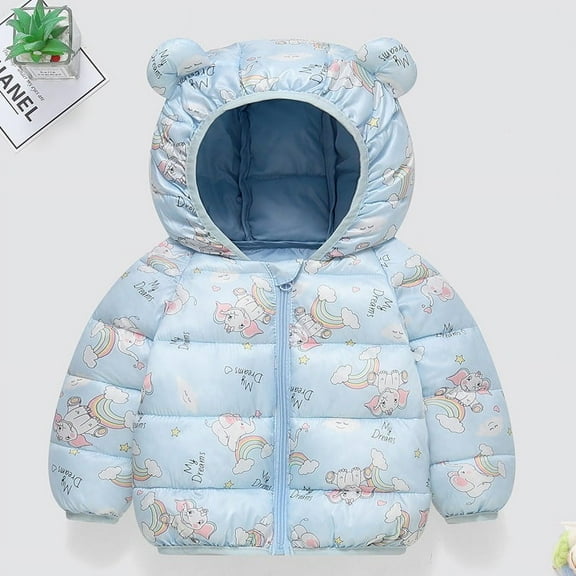 Ougyinr Baby Boys Girls Winter Coats Hoods Light Puffer Down Cotton Jacket Outwear Toddler Winter Coats Jacket for Infant kids, 6-12 Month,12-18 Month, 2t,3t,4t,5t