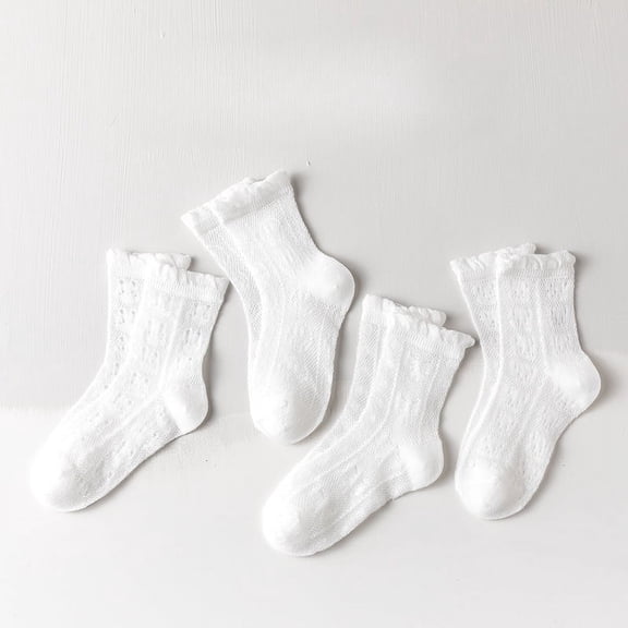 Ougyinr Baby Kids Girls Socks 1-12 Years Toddlers Ruffle Socks Girl's Dress Socks Baby Summer Socks Solid Socks 4 Pack