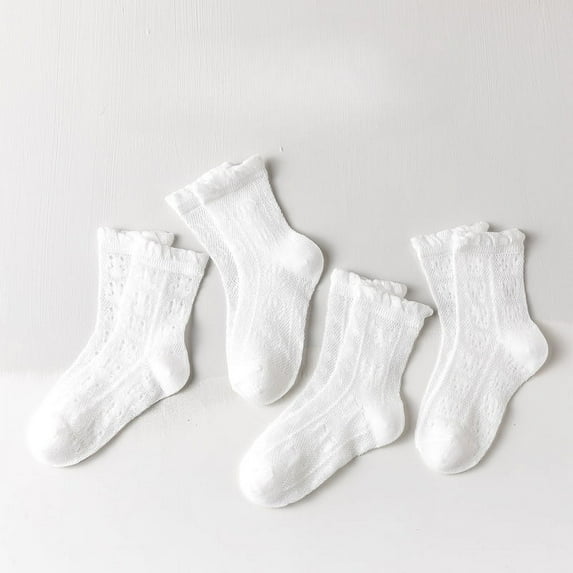 Ougyinr Baby Kids Girls Socks 1-12 Years Toddlers Ruffle Socks Girl's Dress Socks Baby Summer Socks Solid Socks 4 Pack