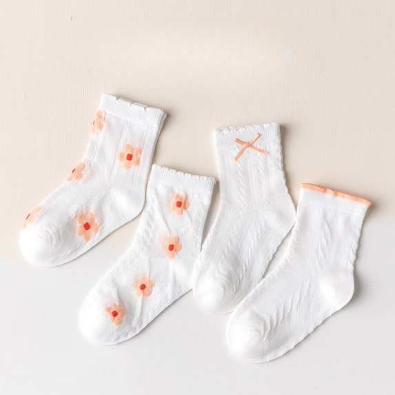 Ougyinr Baby Kids Girls Socks 1-12 Years Toddlers Ruffle Socks Girl's Dress Socks Baby Summer Socks Solid Socks 4 Pack