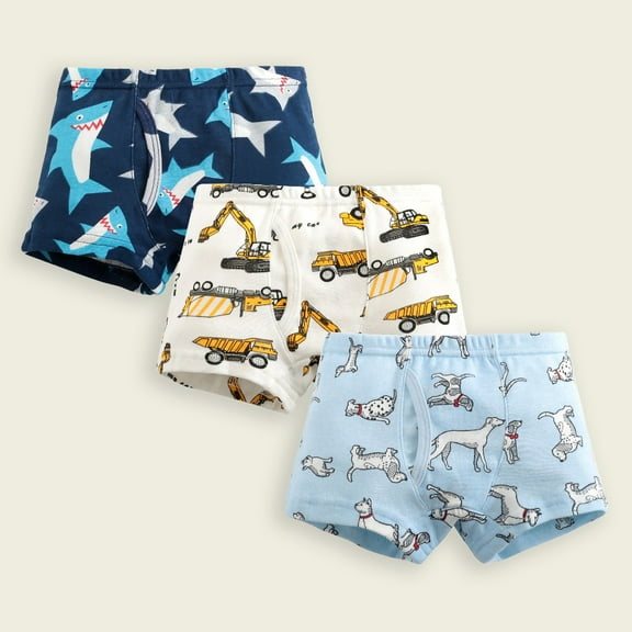 Ougyinr Little Boys Cotton Briefs Toddler Kids Soft Underwear Cute Cartoon Boxer Brief 3 Pack,Size:2-3T 3-4T 4-5T 5-6Years 7-8Years