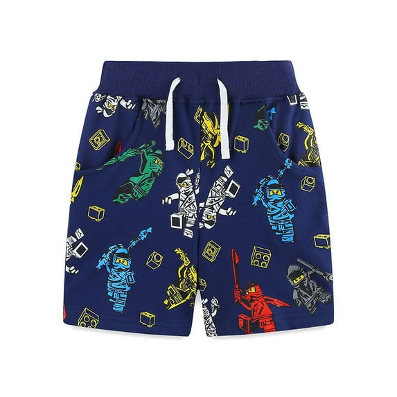 Ougyinr Boys Cotton Short Jogger Shorts for Kids Toddler,2-7Y Baby Elastic Waist Cartoon Active Shorts for Littler Kids Boys Short Pants Summer Clothes
