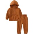 thumbnail image 1 of Ougyinr  Boys Girls 2Pcs Fleece Sweatsuit Set Pullover Hoodie Tracksuit for Toddler Kids Sweatshirt + Pants Teen Outfits Set for 24M-13Y, 1 of 1